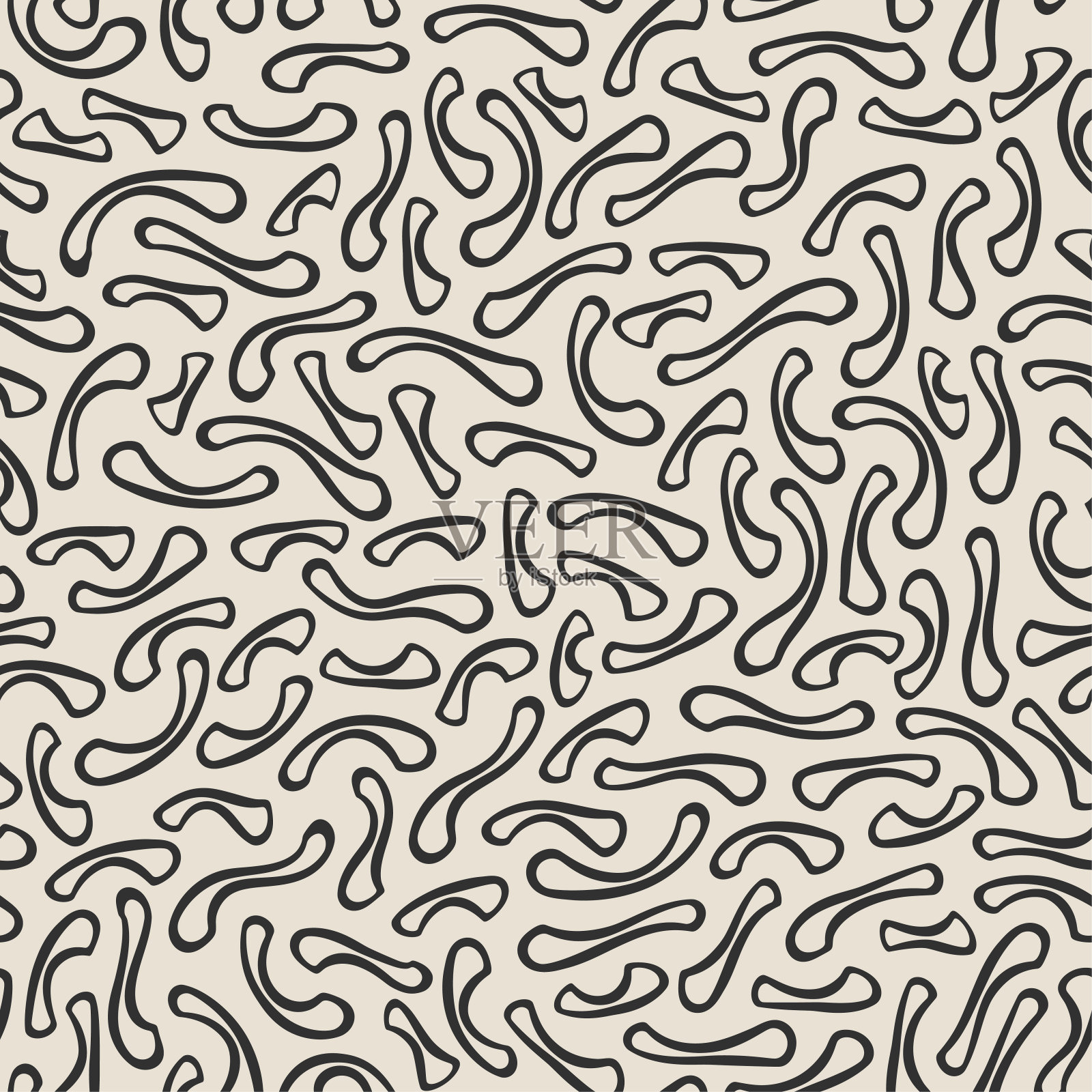 无缝矢量单色模式。混乱的黑线背景。适用于面料、纺织品、包装、封面等10 eps设计。插画图片素材