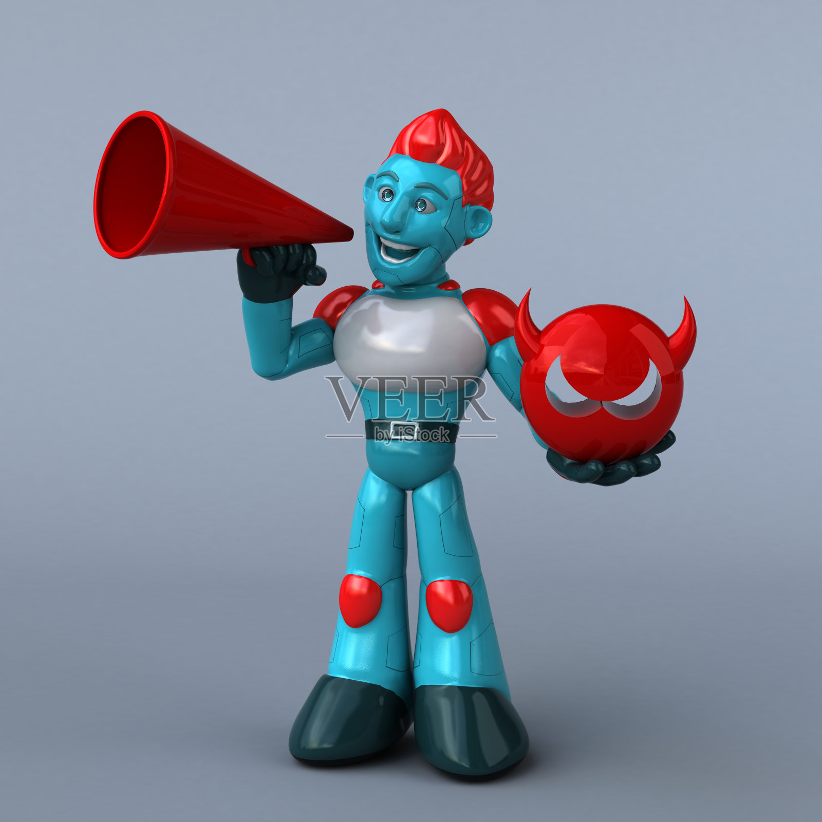 红色机器人- 3D插图照片摄影图片