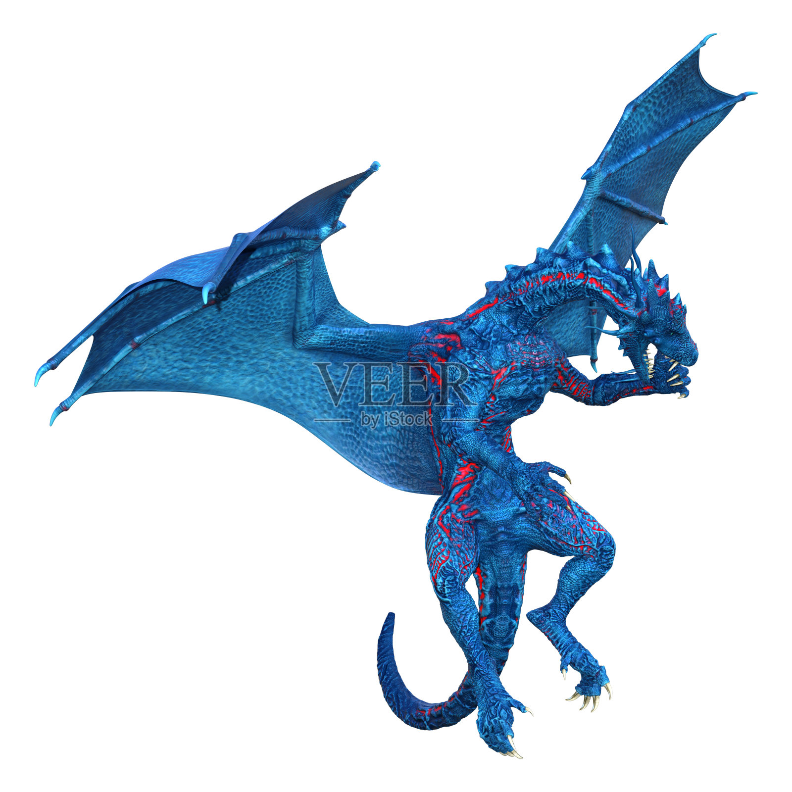 3D插图幻想龙在白色照片摄影图片