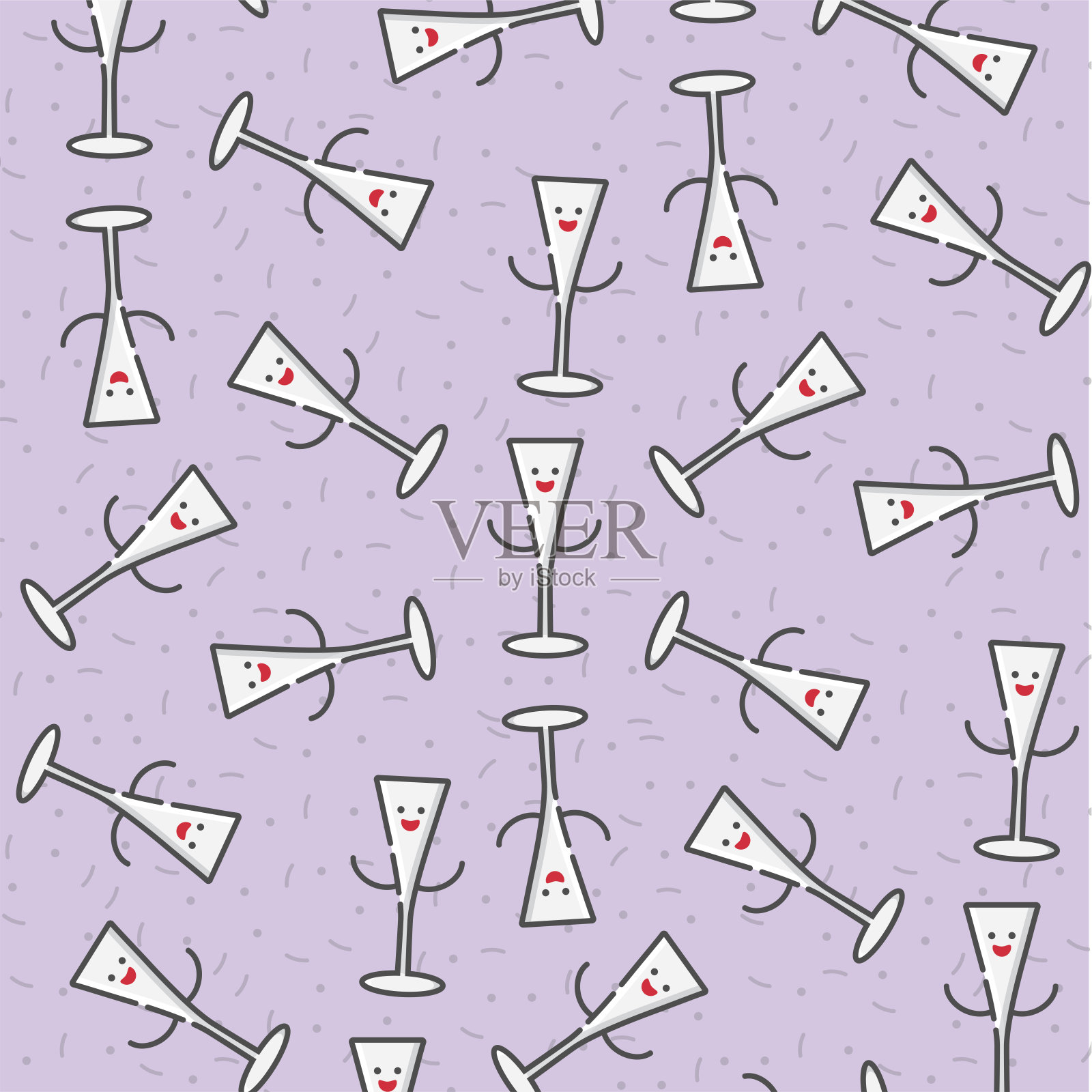 一个可爱的葡萄酒杯2插图背景与紫色插画图片素材