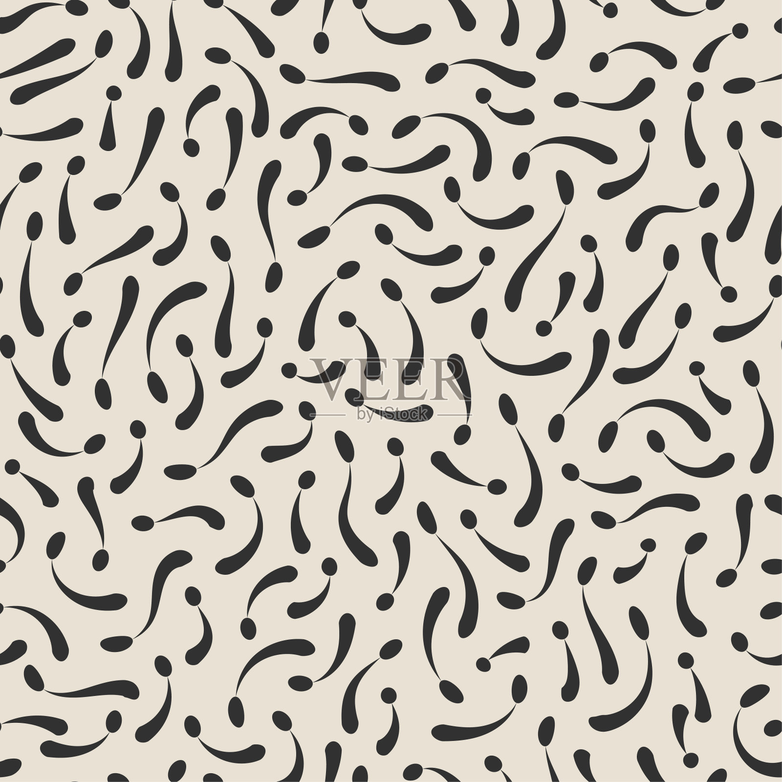 无缝矢量单色模式。混乱的黑色元素背景。适用于面料、纺织品、包装、封面等10 eps设计。插画图片素材