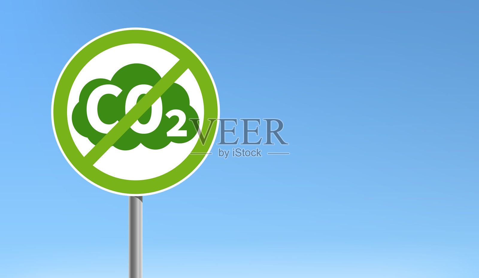绿色防二氧化碳排放标志蓝天矢量插图插画图片素材