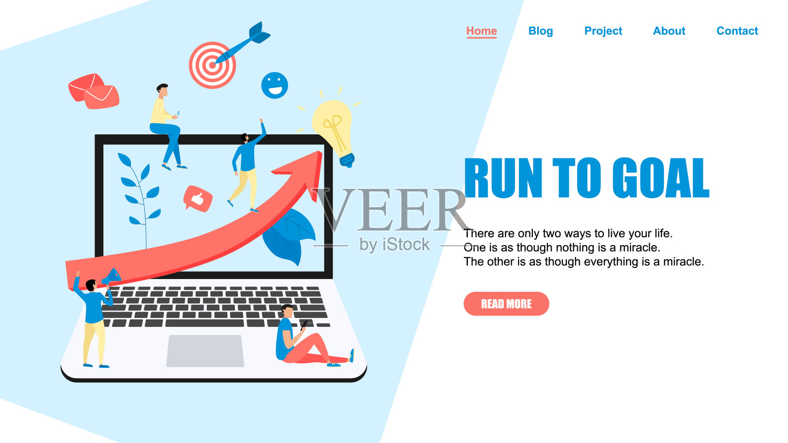 那个人朝球门走去。成功与经营理念。插画图片素材