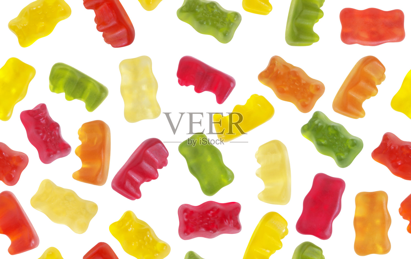 孤立的彩色小熊软糖无缝图案照片摄影图片