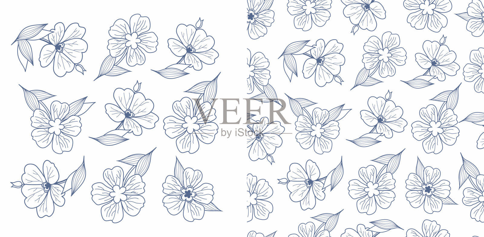 花卉无缝模式。花。元素和模式。设计元素插画图片素材