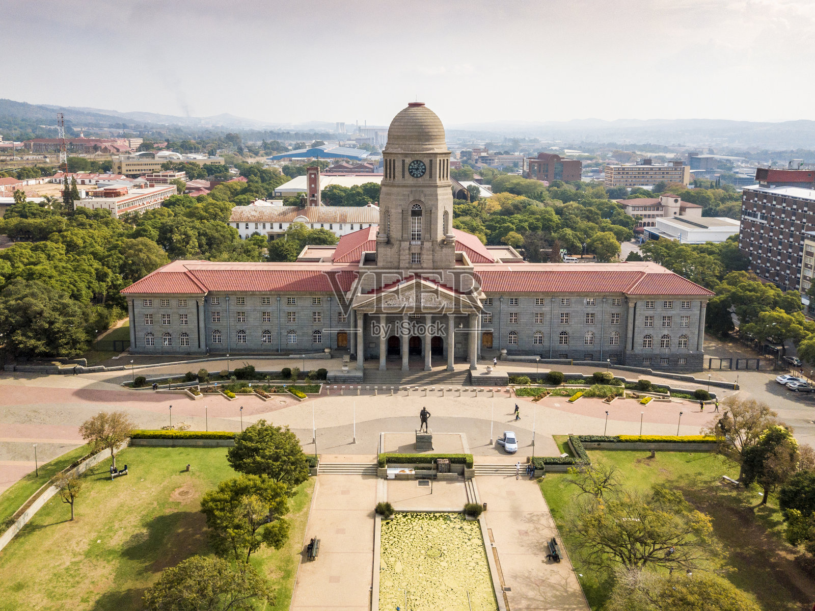 南非比勒陀利亚中心的茨瓦内市政厅鸟瞰图照片摄影图片