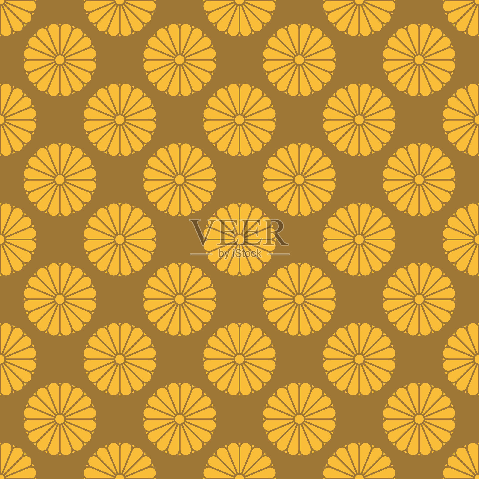 日本金花无缝图案插画图片素材