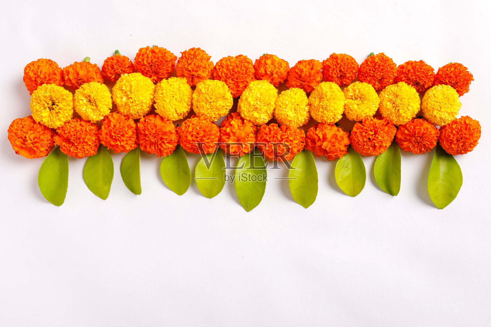 万寿菊花兰格利设计用于排灯节，印度节日花装饰照片摄影图片