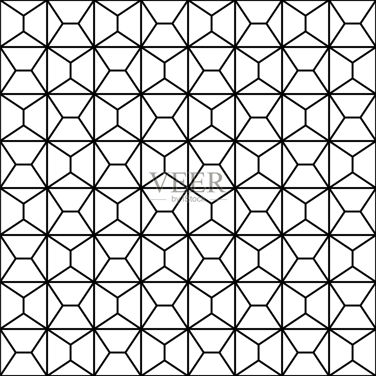 无缝几何图案，黑白两色。插画图片素材