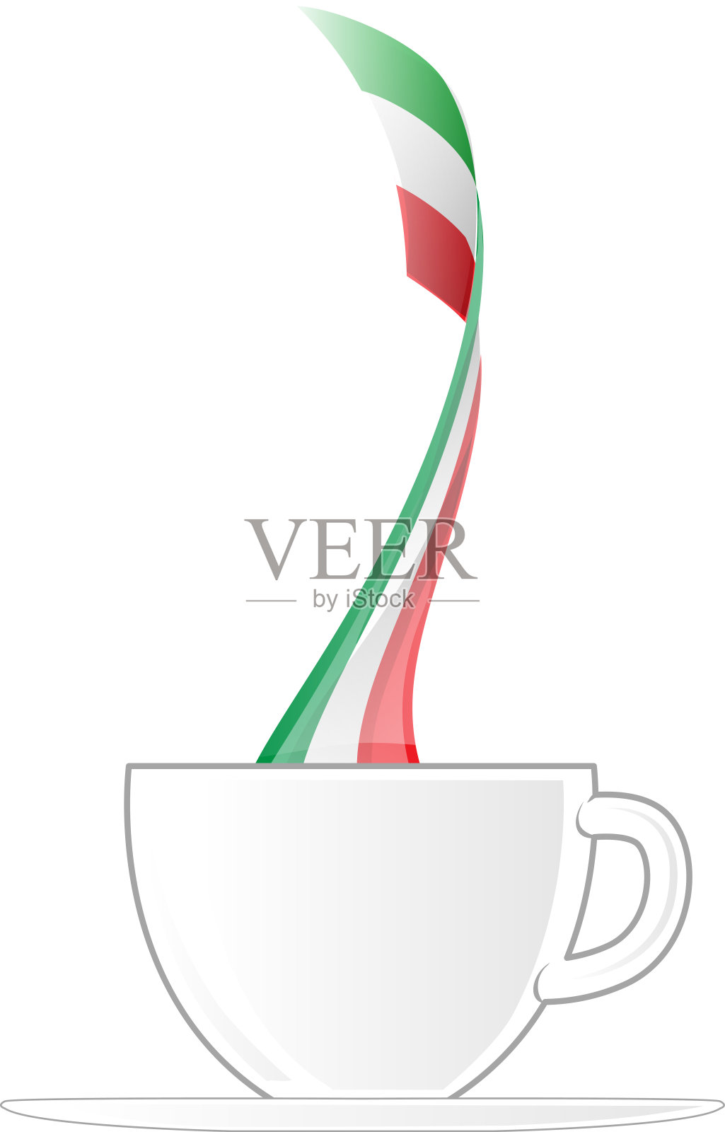 带国旗的意大利杯咖啡。插图插画图片素材