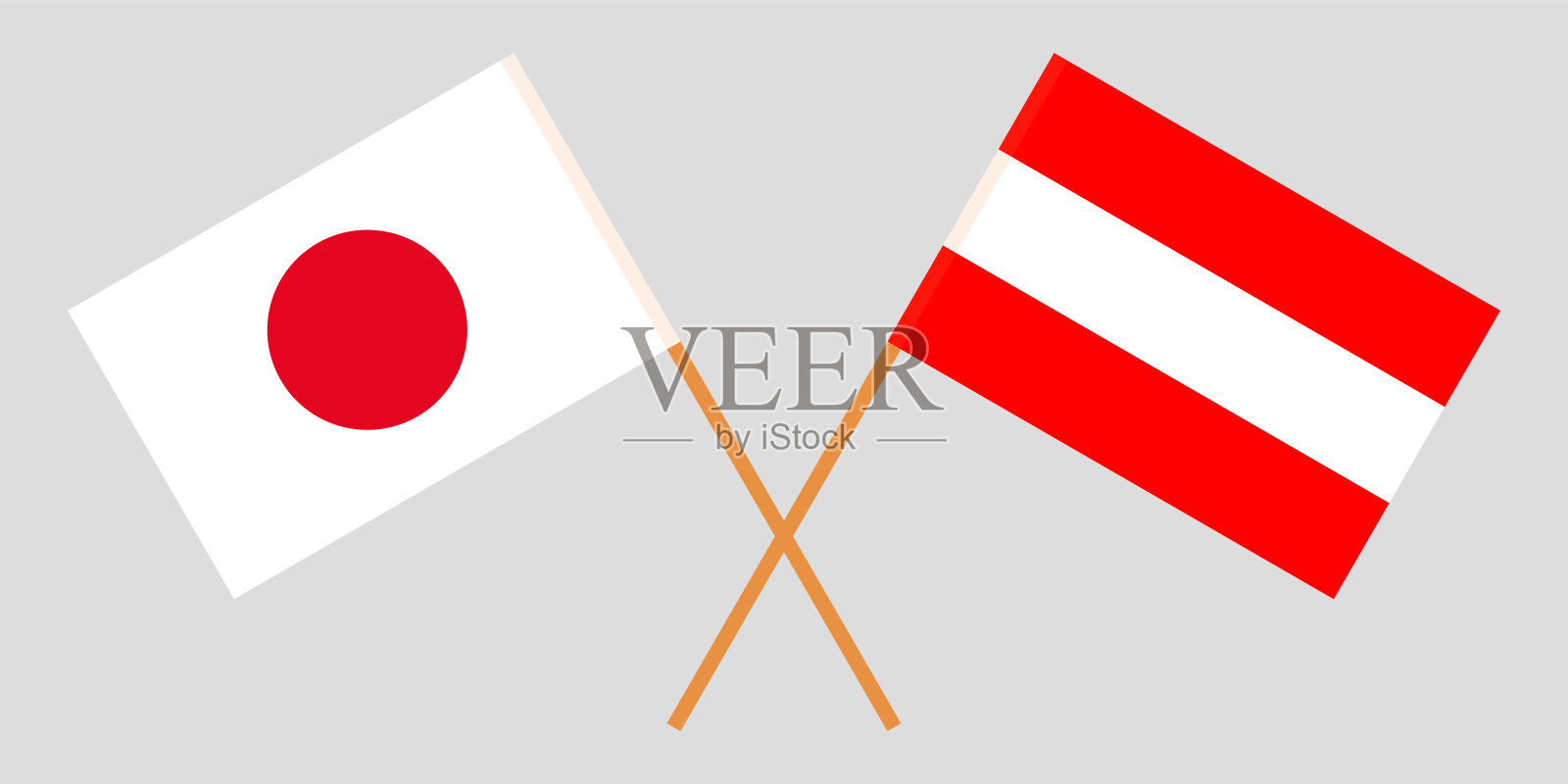 日本和澳大利亚。越过日本和奥地利国旗插画图片素材
