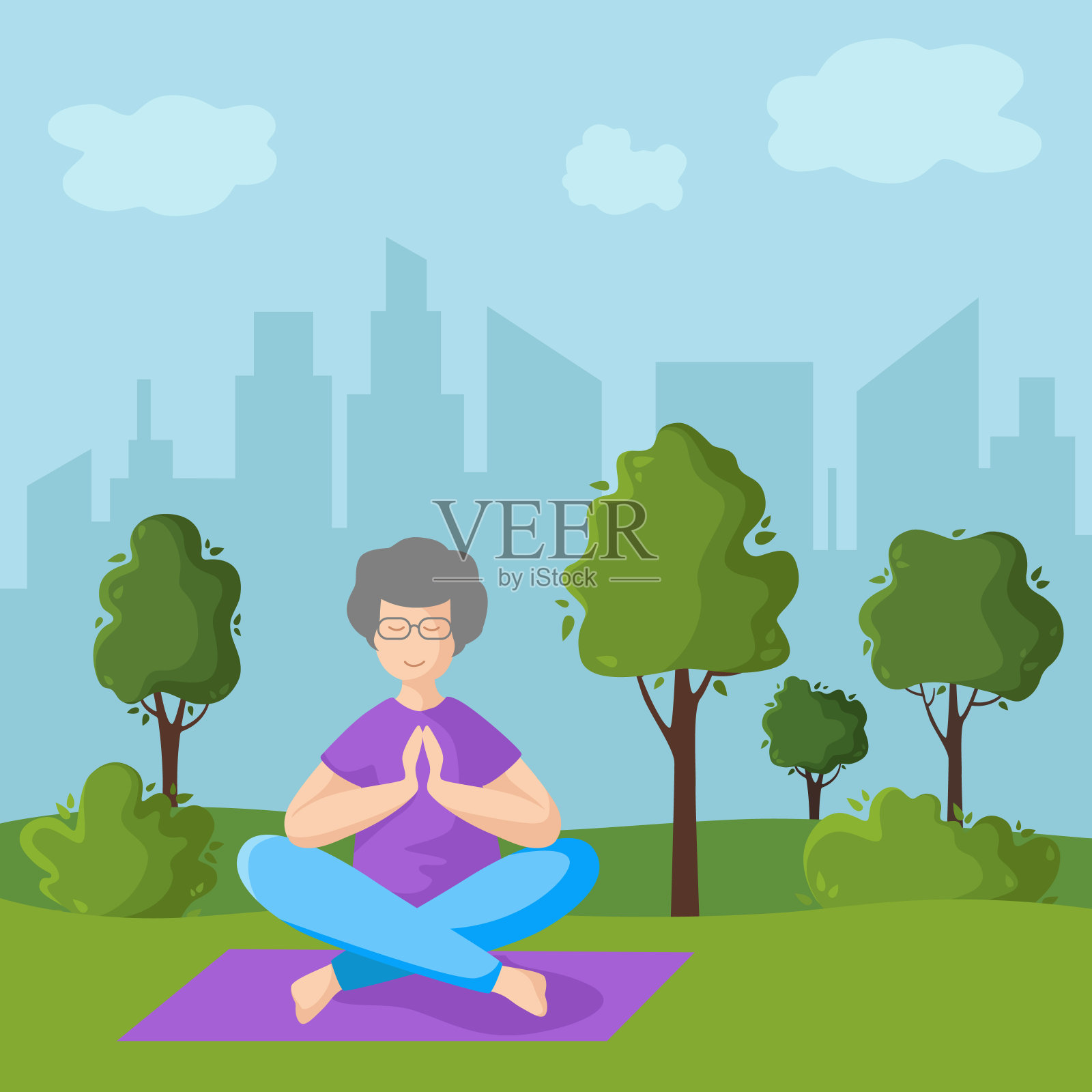 瑜伽不同的人插画图片素材