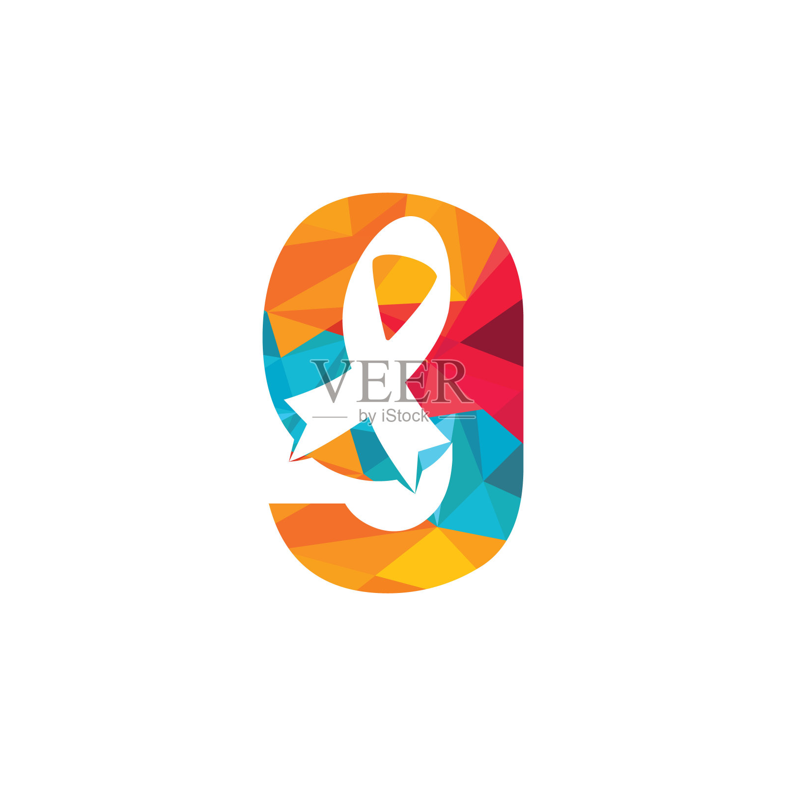 字母G粉色丝带矢量标志设计。乳腺癌意识的象征。插画图片素材