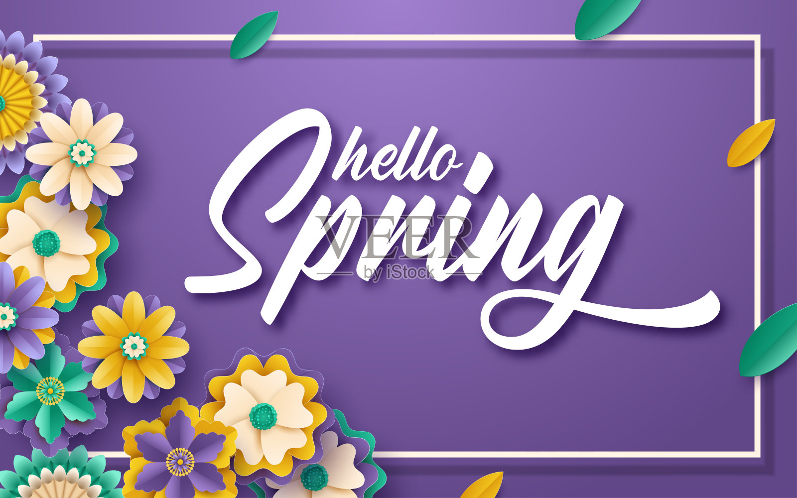 春季销售矢量横幅设计与鲜花。矢量图插画图片素材