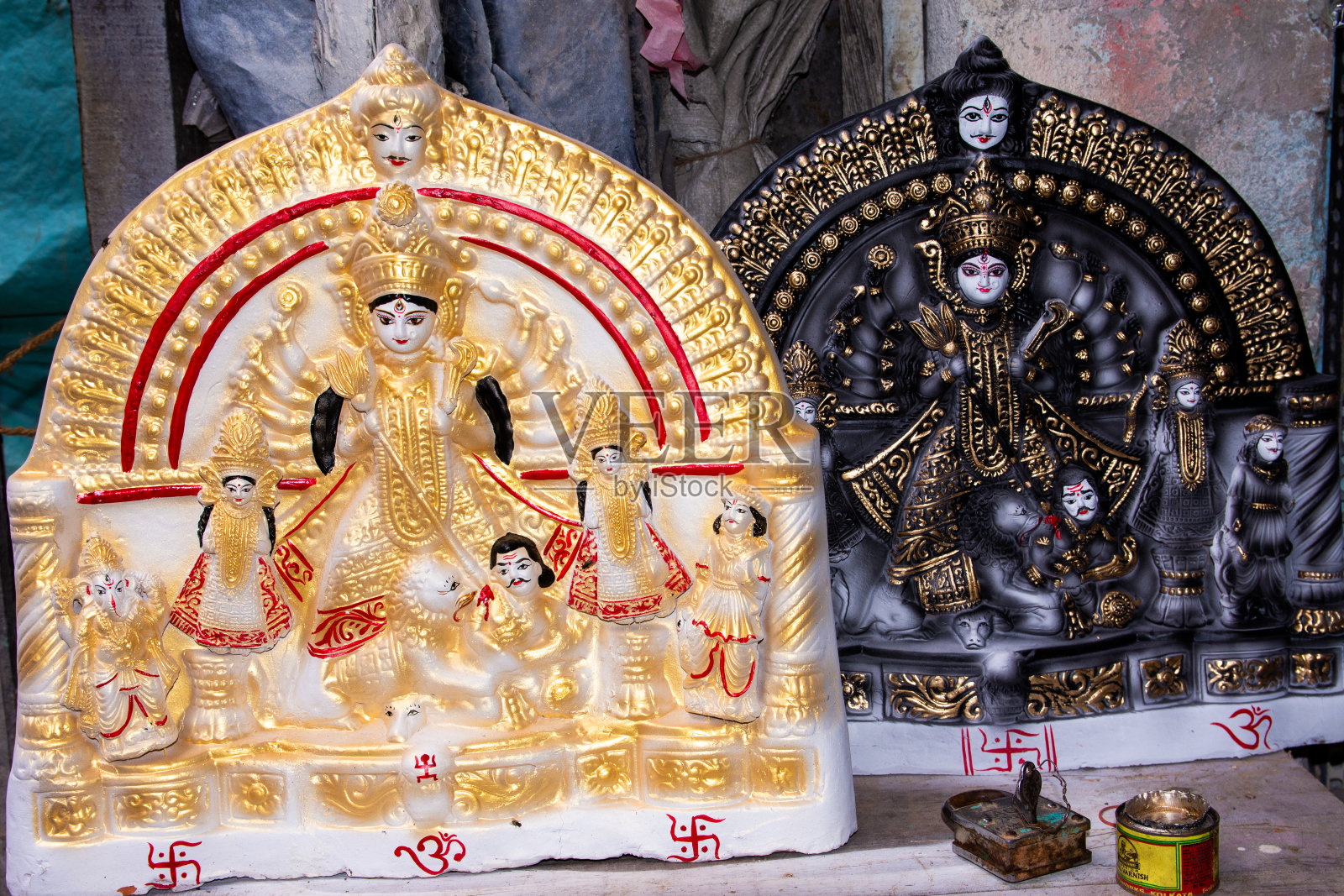 美丽的印度女神杜尔迦神像在孟加拉的杜尔迦普贾节照片摄影图片