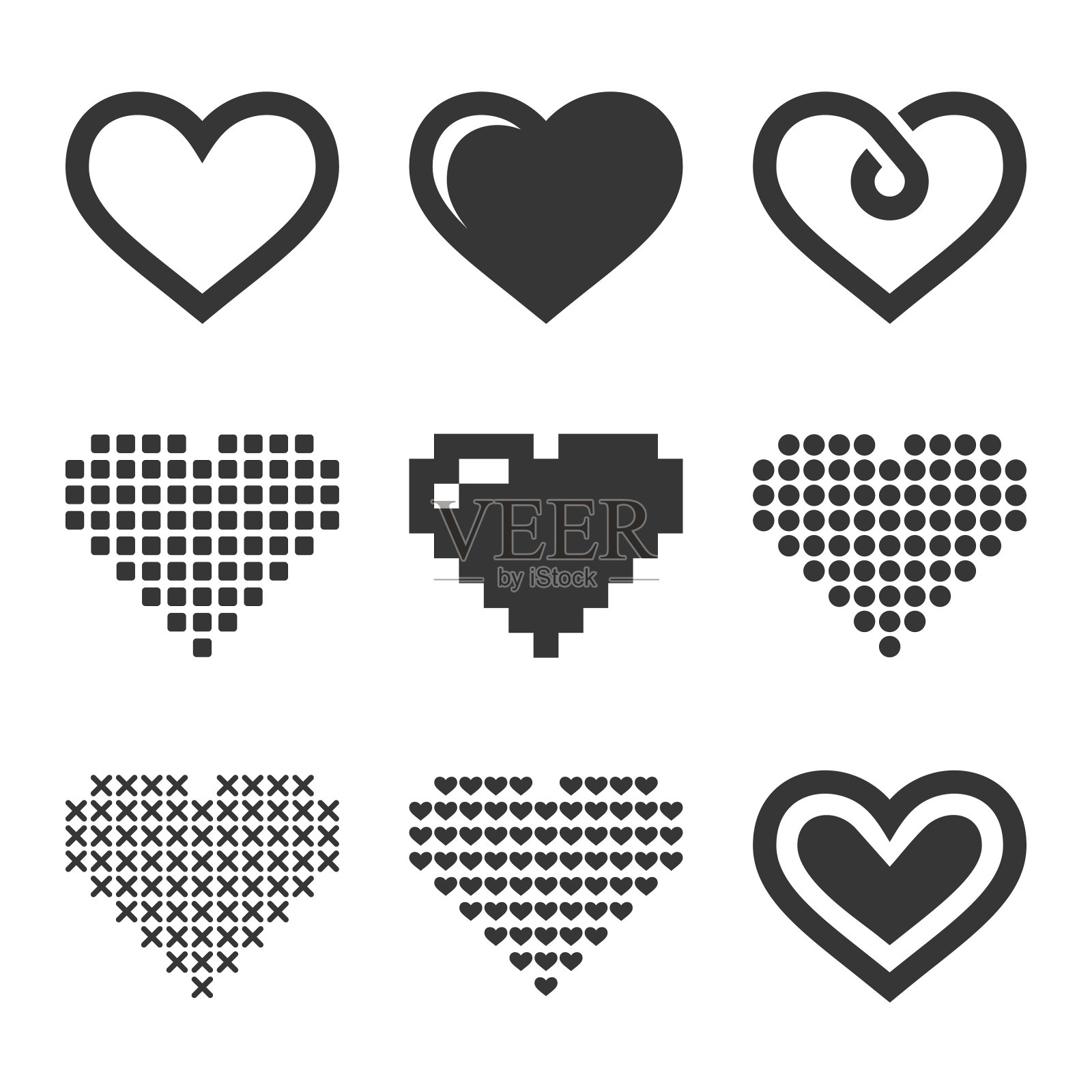 心图标设置在白色背景。向量插画图片素材