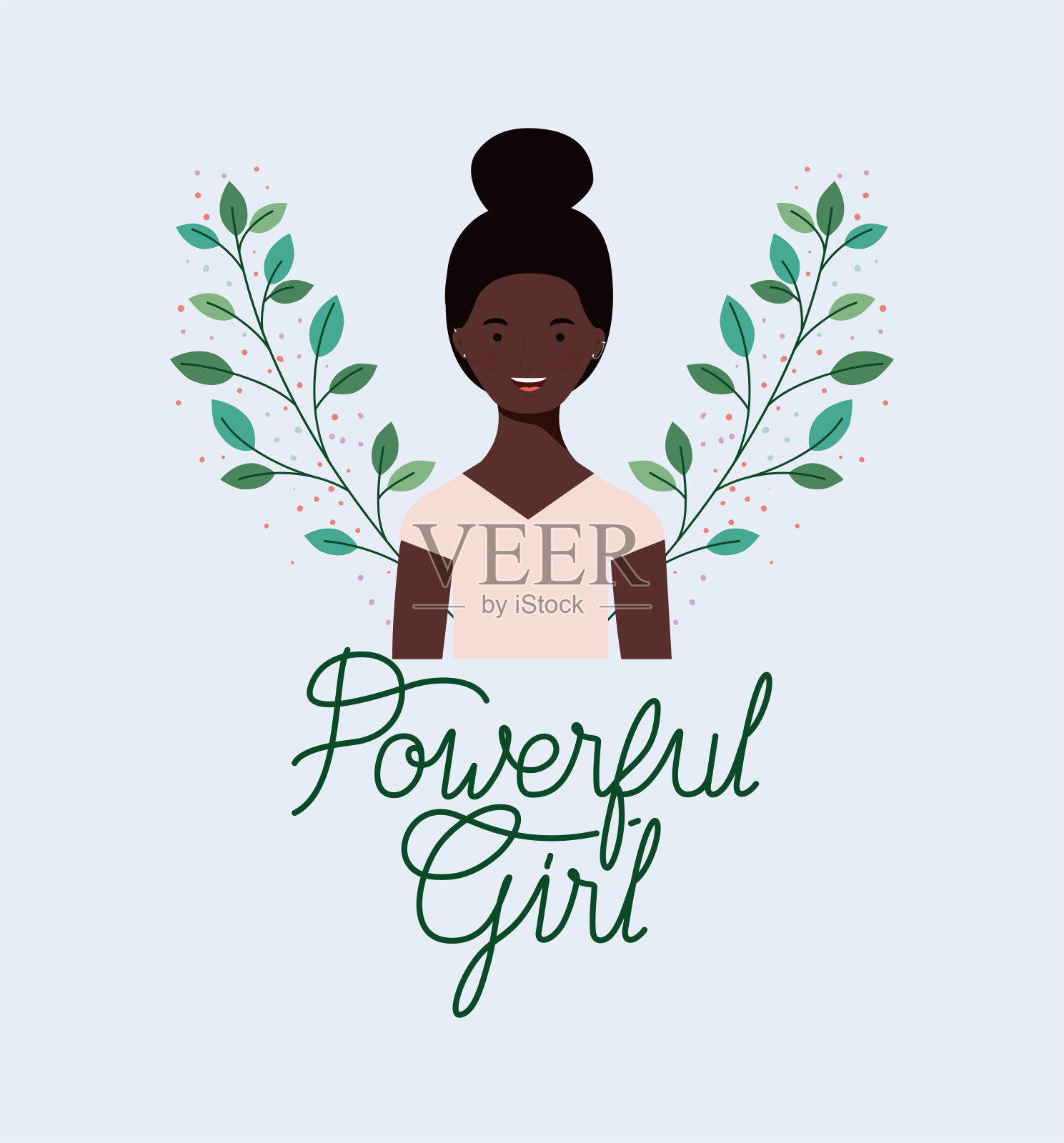 漂亮的非洲发式女孩，戴着花环插画图片素材