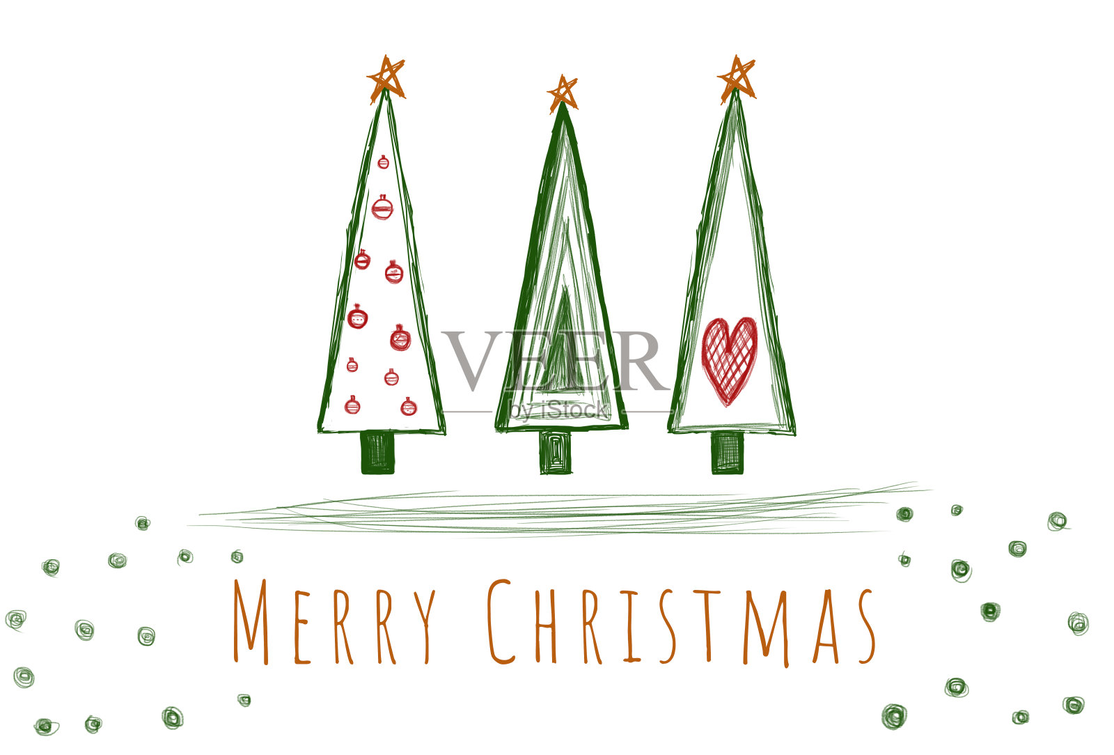 圣诞快乐，设计插图。绿色的圣诞树照片摄影图片