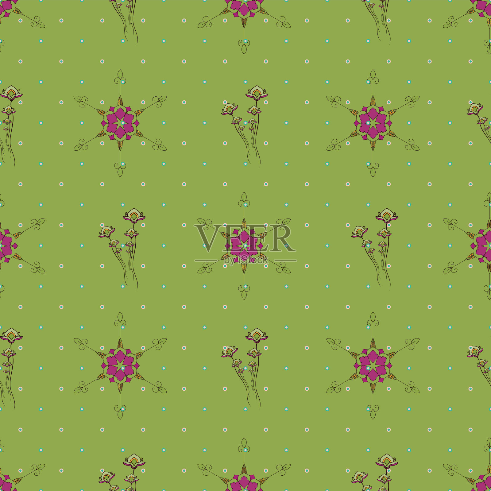 带有花卉元素的华丽图案插画图片素材