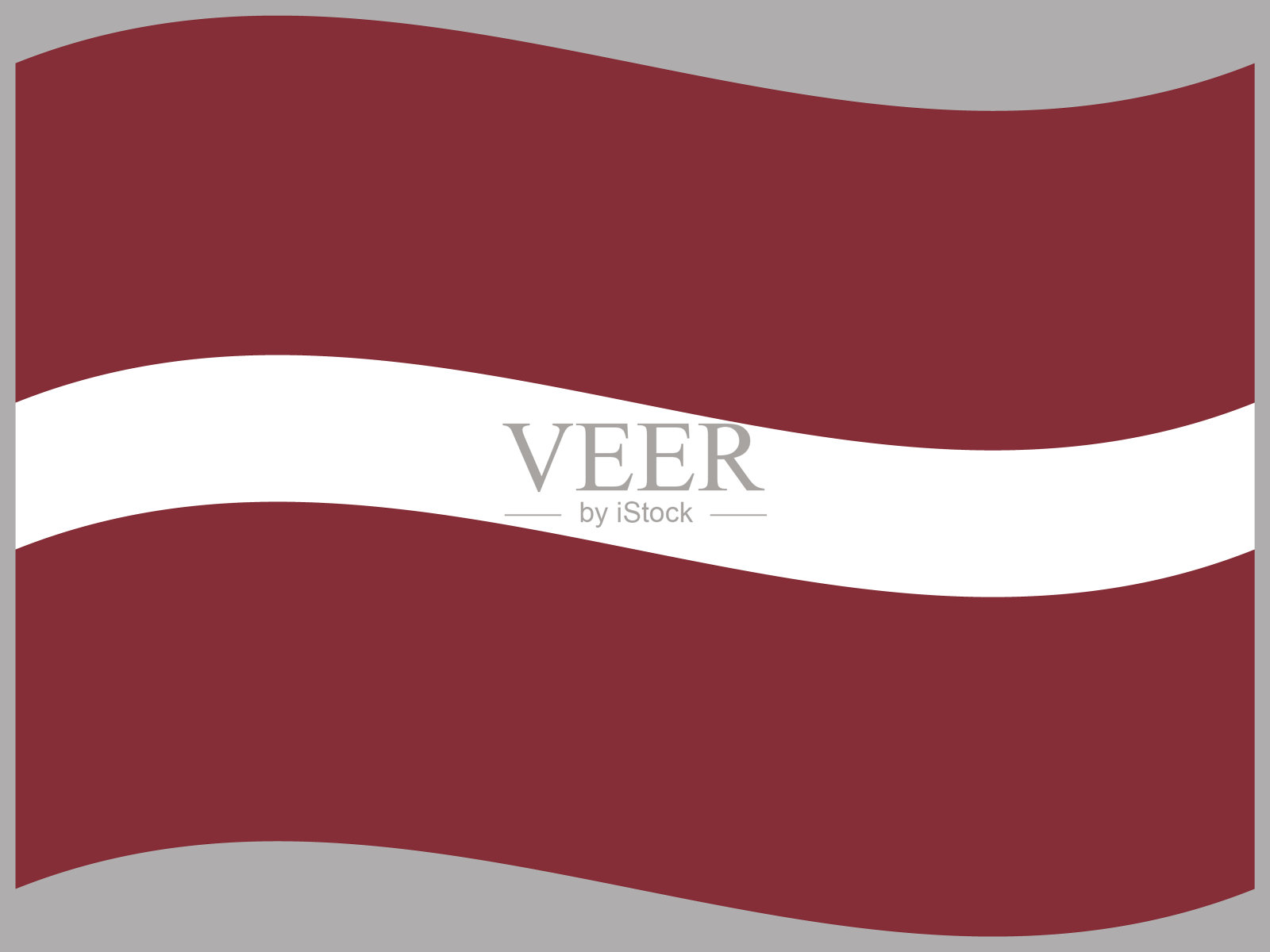 灰色背景上拉脱维亚国旗飘扬的效果。为你的业务。原色和比例。矢量插图，从所有大洲的国家设置。设计元素图片