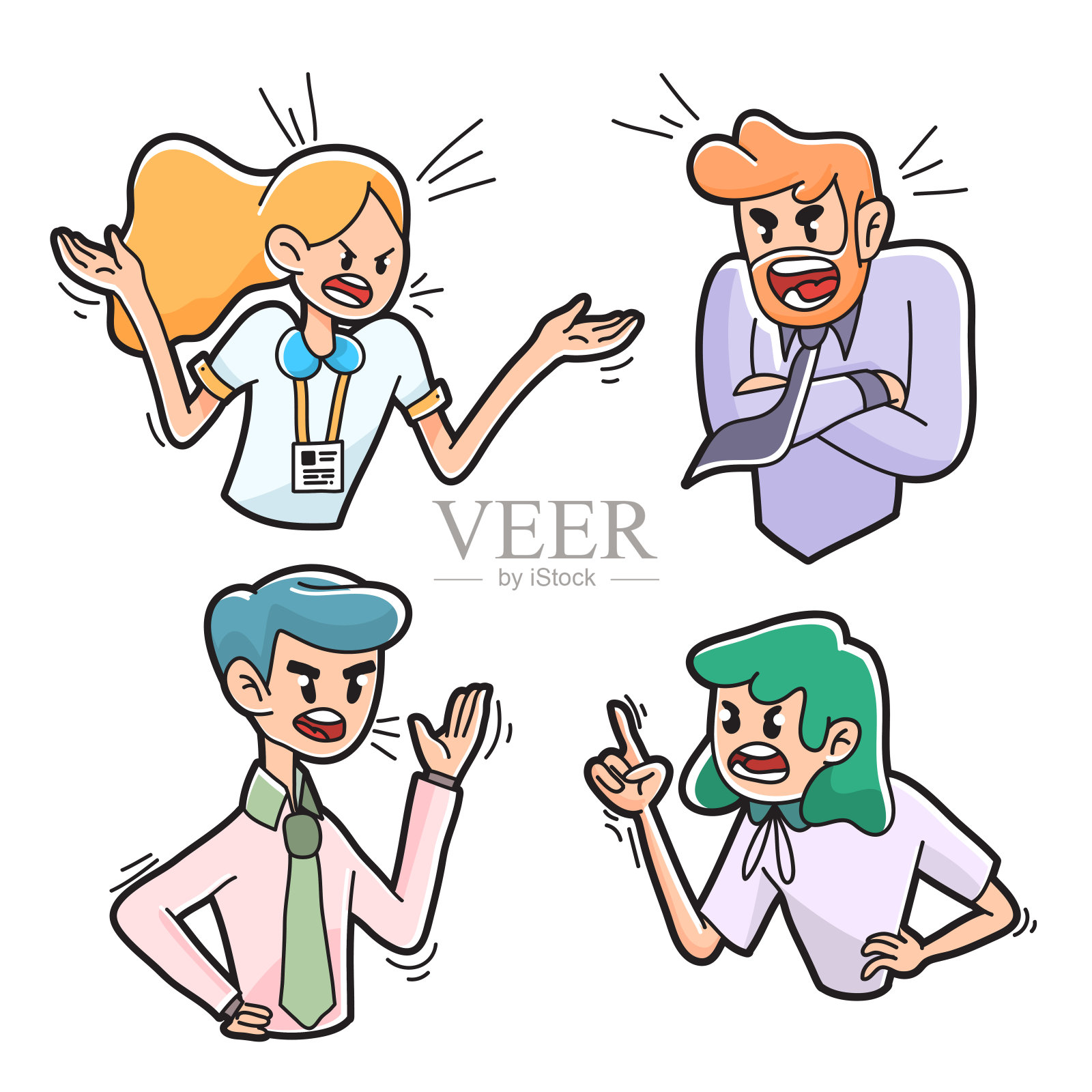愤怒的人公司卡通插图集插画图片素材