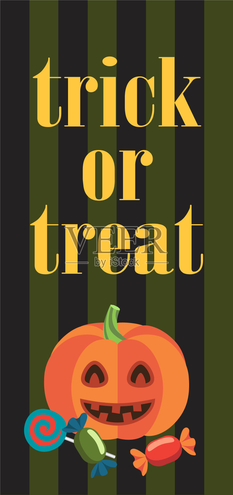 万圣节主题海报上的不给糖就捣乱的标志插画图片素材