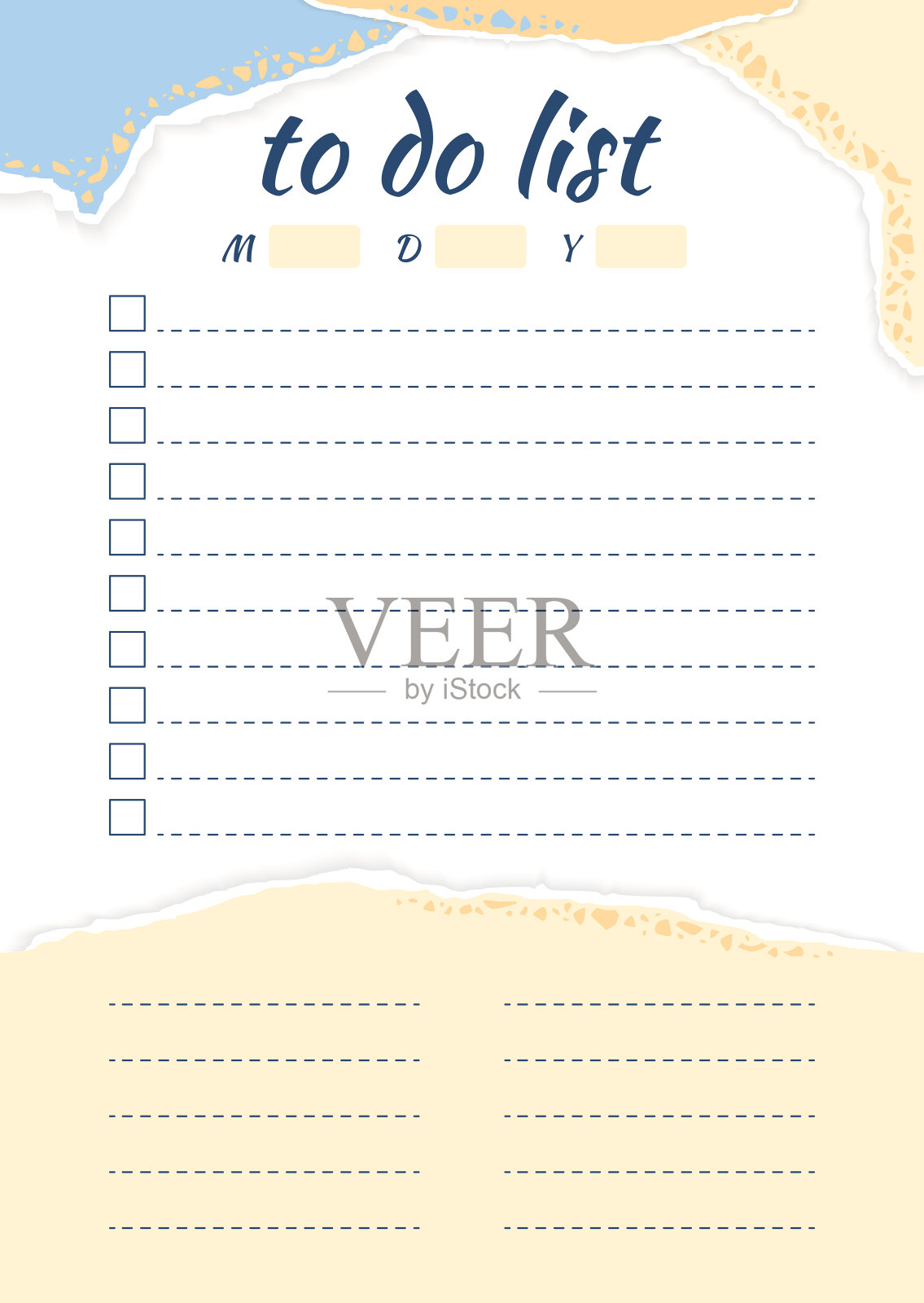 要做的清单模板与碎纸在水磨石风格。插画图片素材