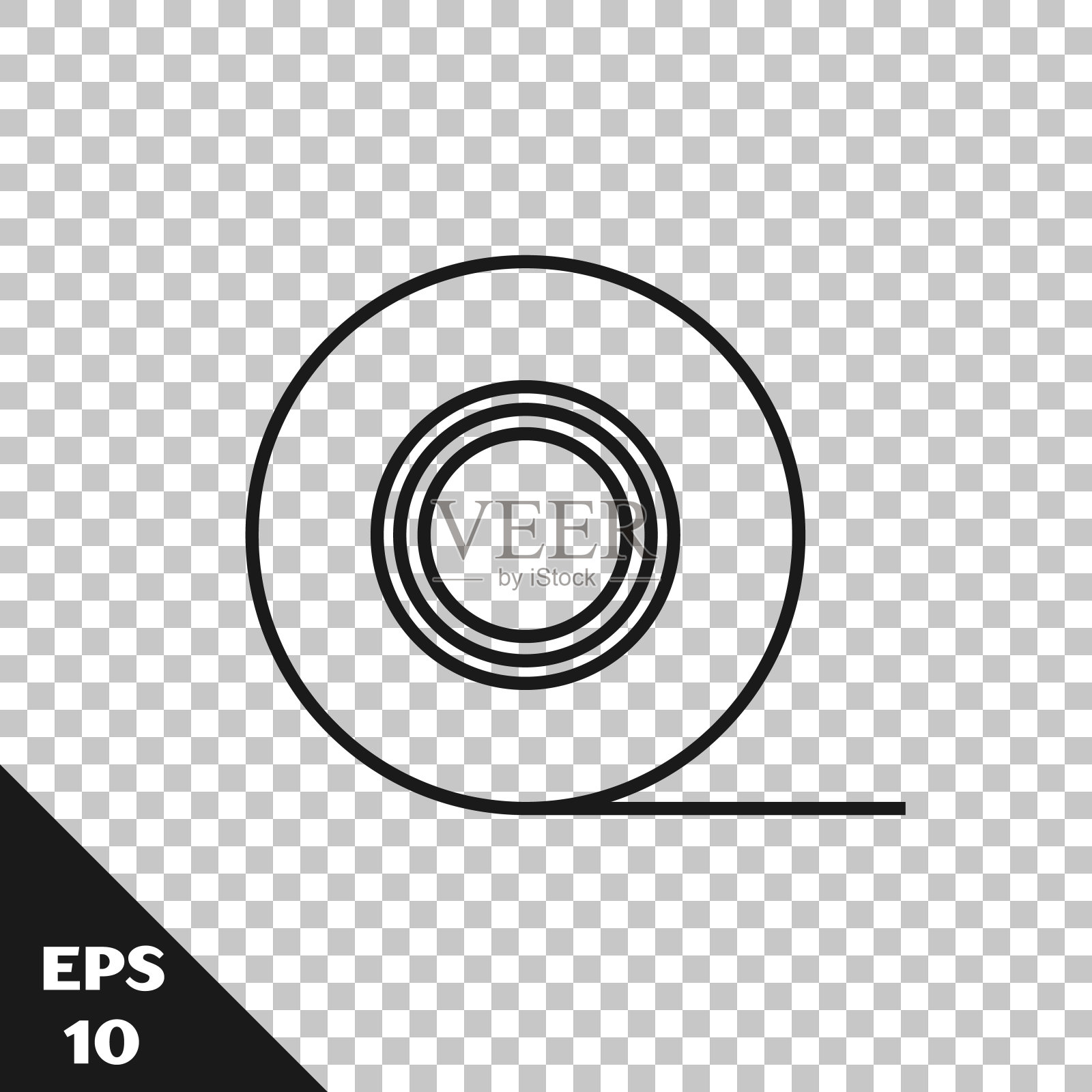 黑色线苏格兰图标孤立在透明的背景。用于工作和修理的一卷胶带。粘性包装胶带。办公工具之类的。矢量图插画图片素材