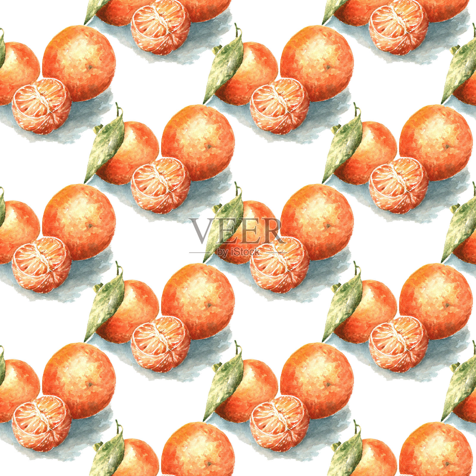 无缝图案与橙色水果设计元素图片