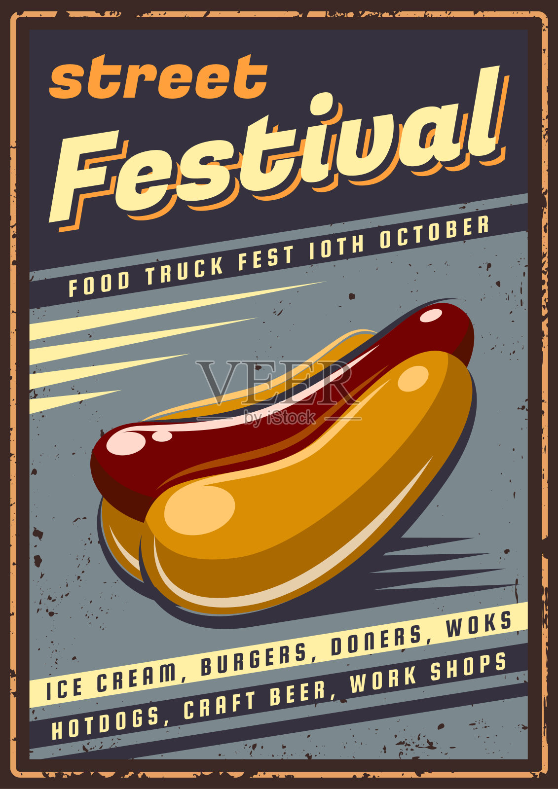 快餐的复古象征。插画图片素材