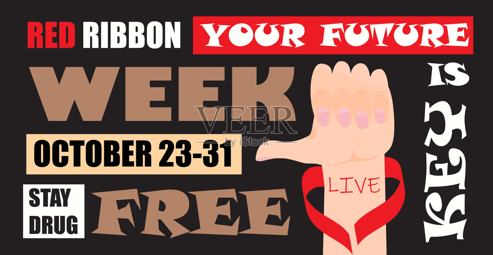 国家红丝带周在每年的10月底组织。不要发毒品短信。设计元素图片