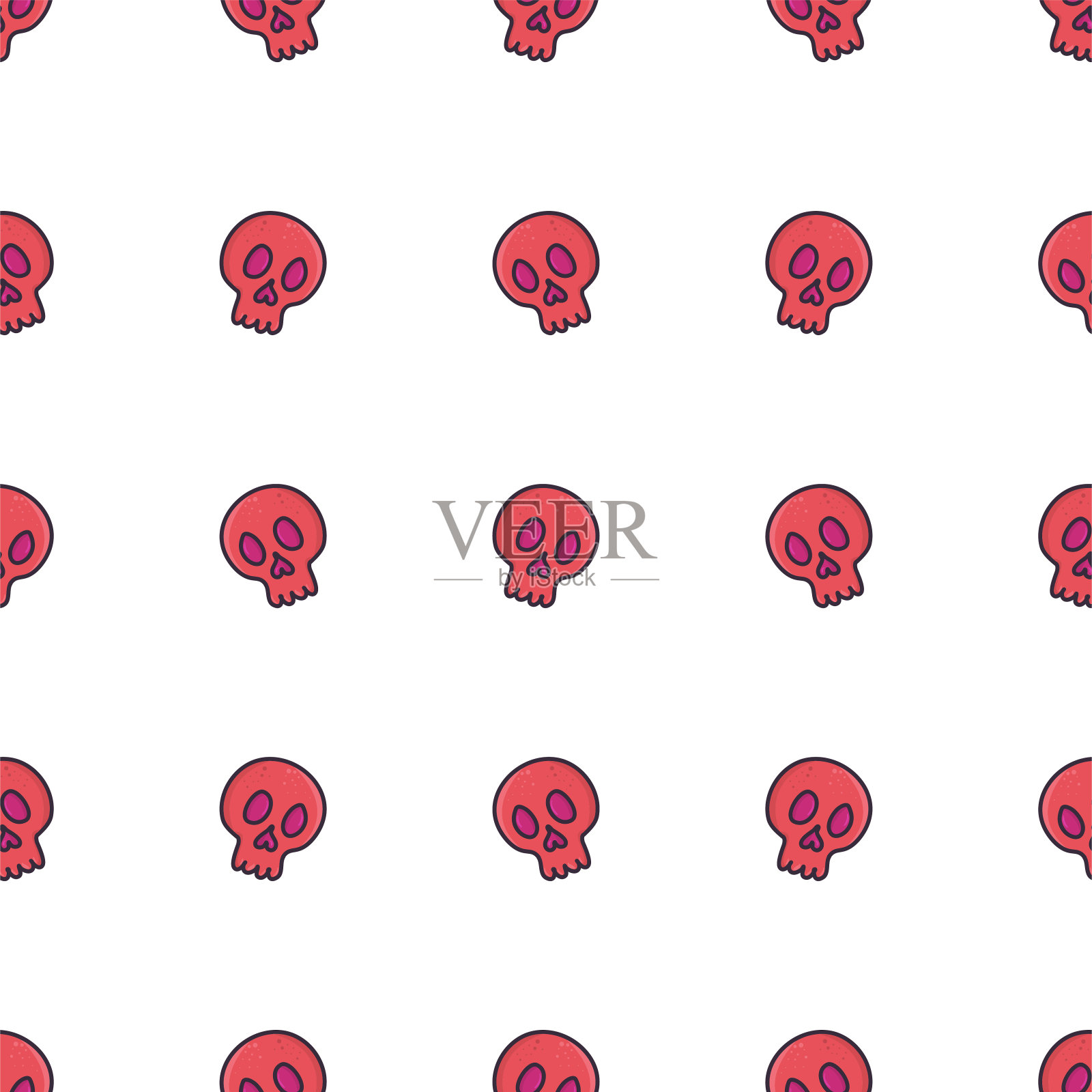 红色骷髅万圣节无缝图案插画图片素材