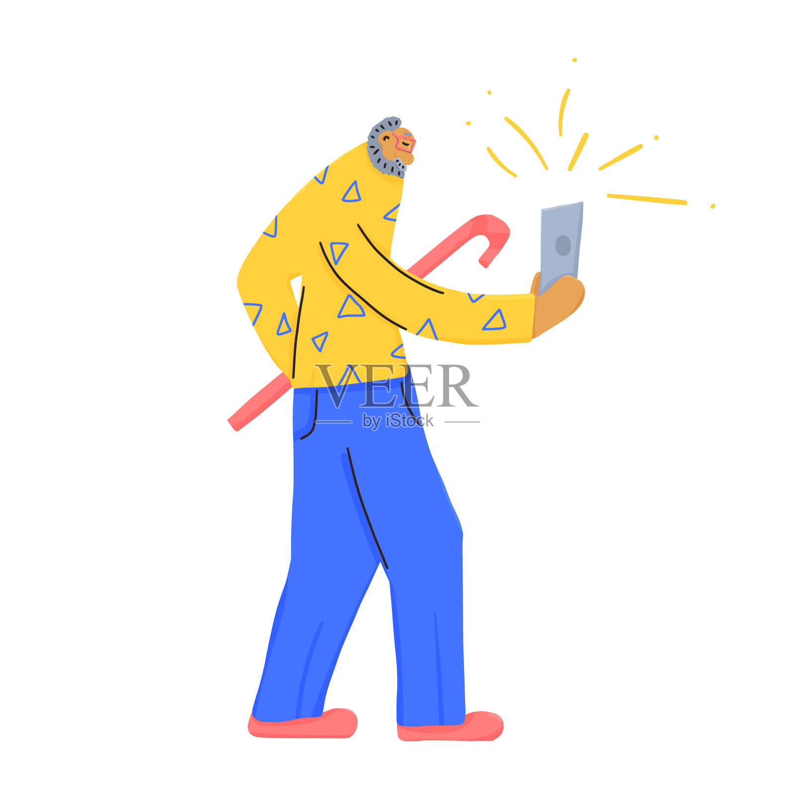 一群孤立的老人。矢量插图。插画图片素材