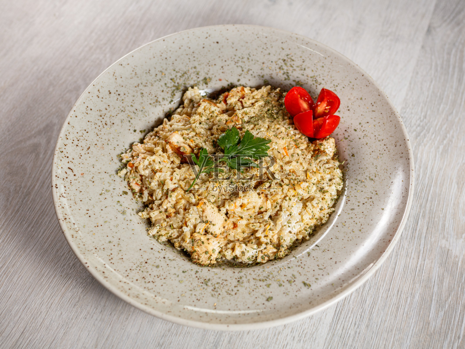 鸡肉意大利调味饭饭照片摄影图片