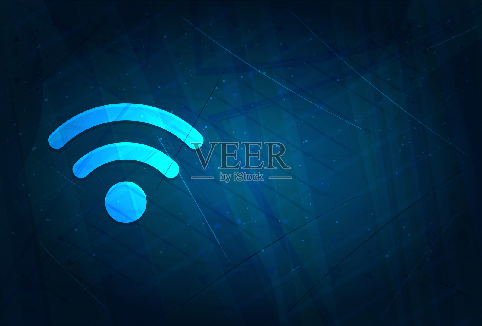 Wifi图标未来数字抽象蓝色背景插画图片素材