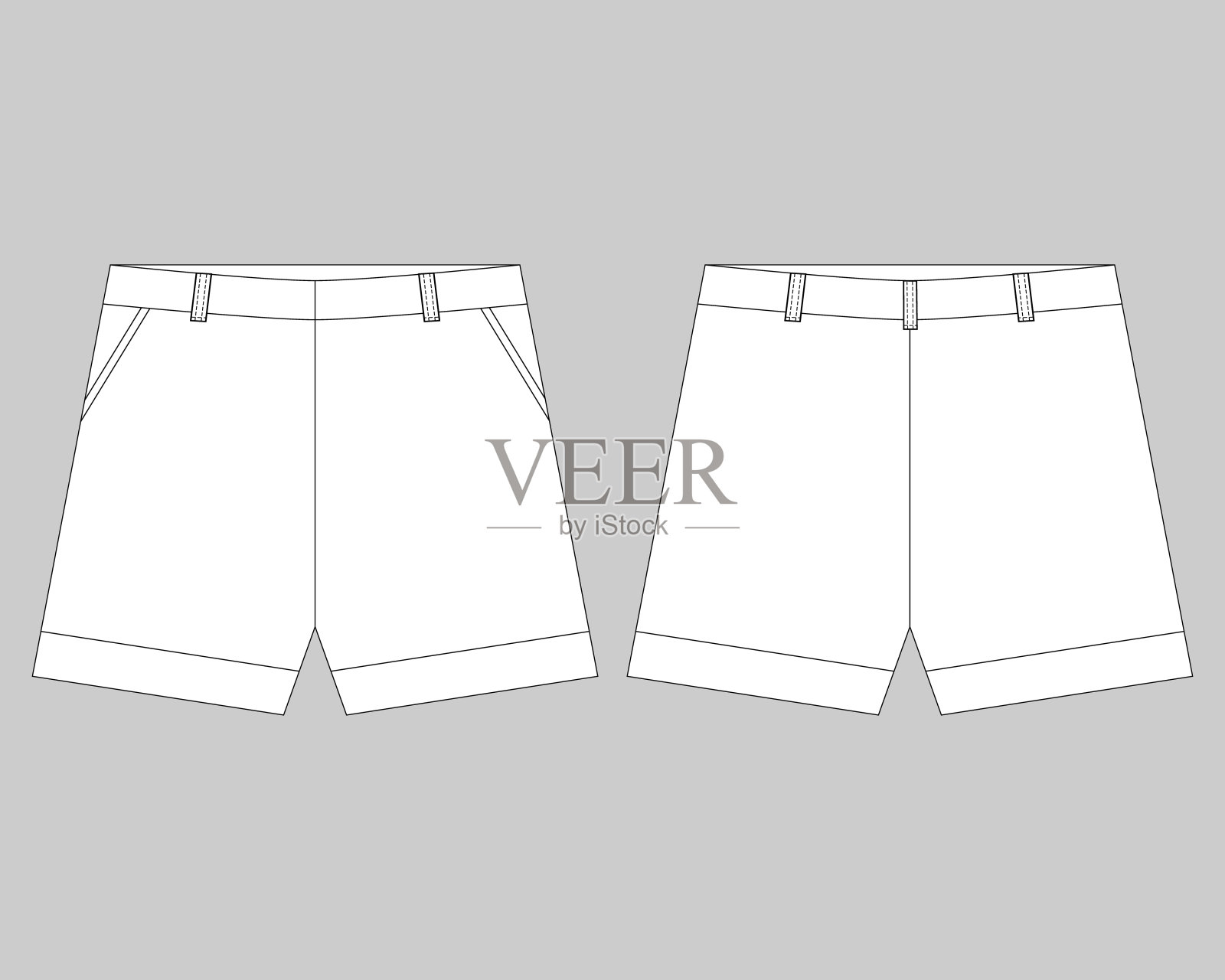 技术草图短片设计模板。女士短裤矢量插图设计元素图片