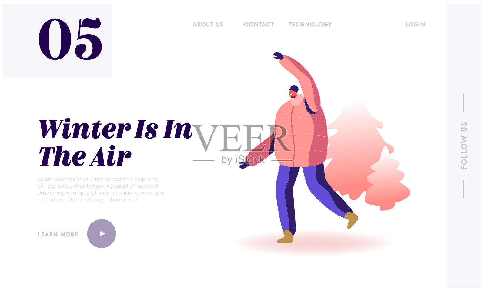 冬季乐趣户外休闲网站登陆页面。快乐的男人玩雪球雪景背景。朋友放松活跃业余时间网页横幅。卡通平面矢量插图插画图片素材