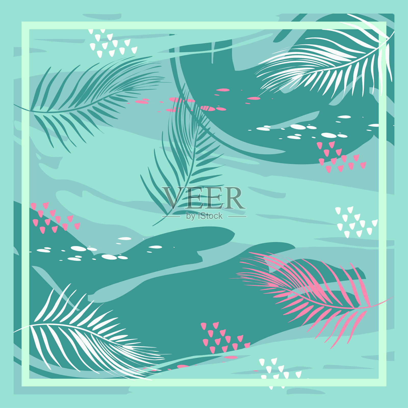 丝绸围巾与花卉图案抽象的设计背景彩色柔和的颜色。广场向量插画图片素材