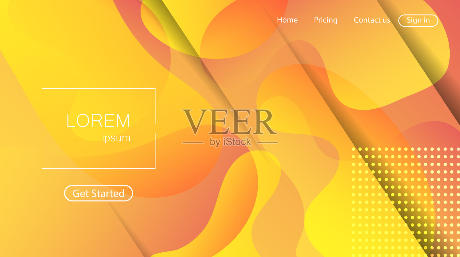 网站抽象背景。鲜艳多彩的动态形状登陆页面插画图片素材