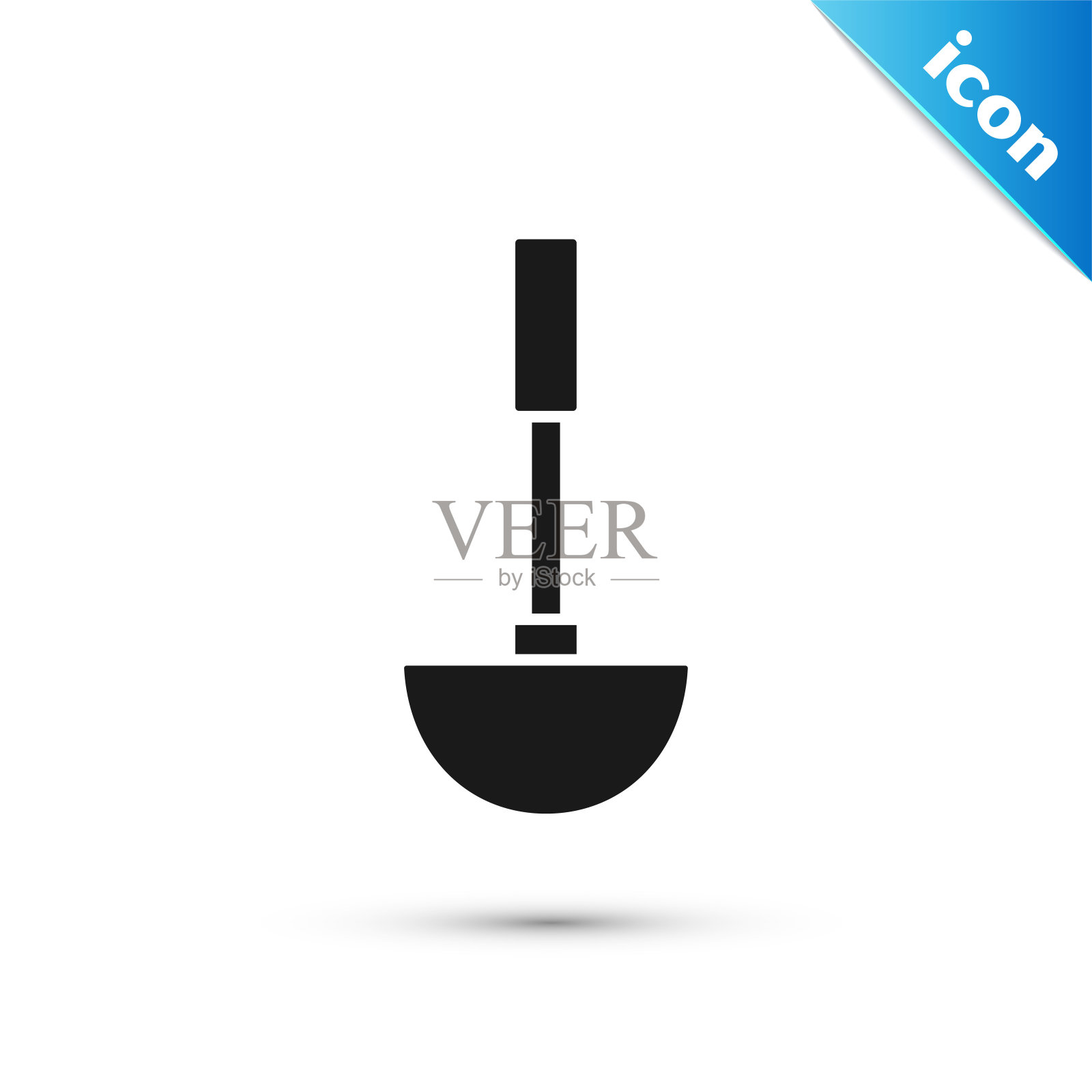 黑色厨房勺图标孤立在白色背景。烹饪用具。刀叉匙的迹象。矢量图插画图片素材