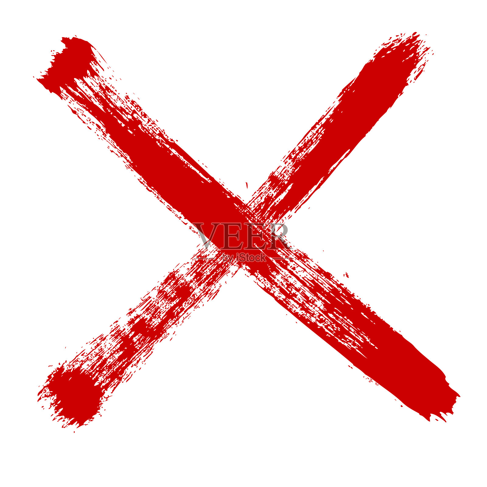 手工画X标记。两个红色交叉矢量笔触。被拒绝的标志在垃圾摇滚风格。血腥的迹象插画图片素材