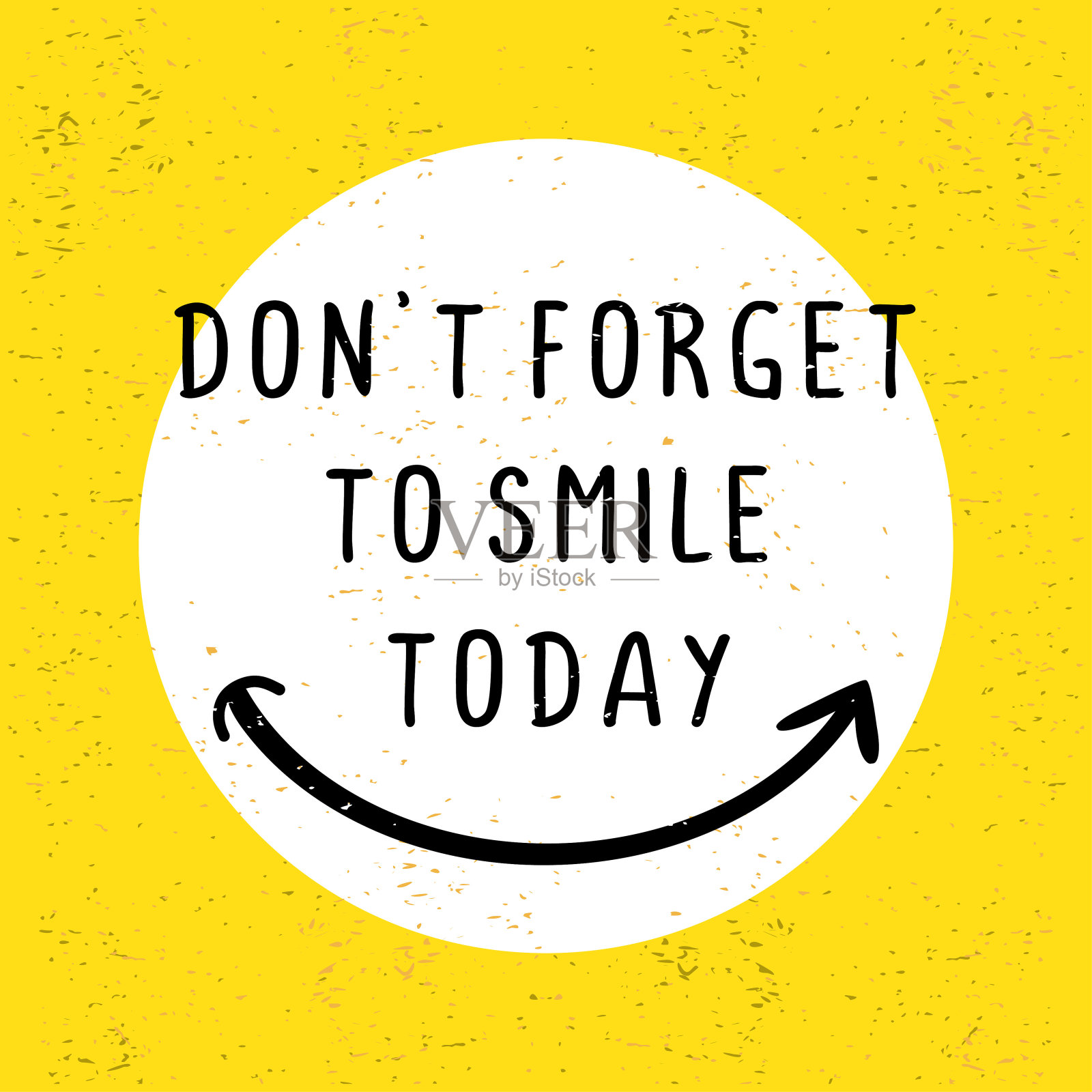 励志语录海报与文字。别忘了微笑。快乐创意标志向量插图简单独特的风格在黄色的背景。插画图片素材