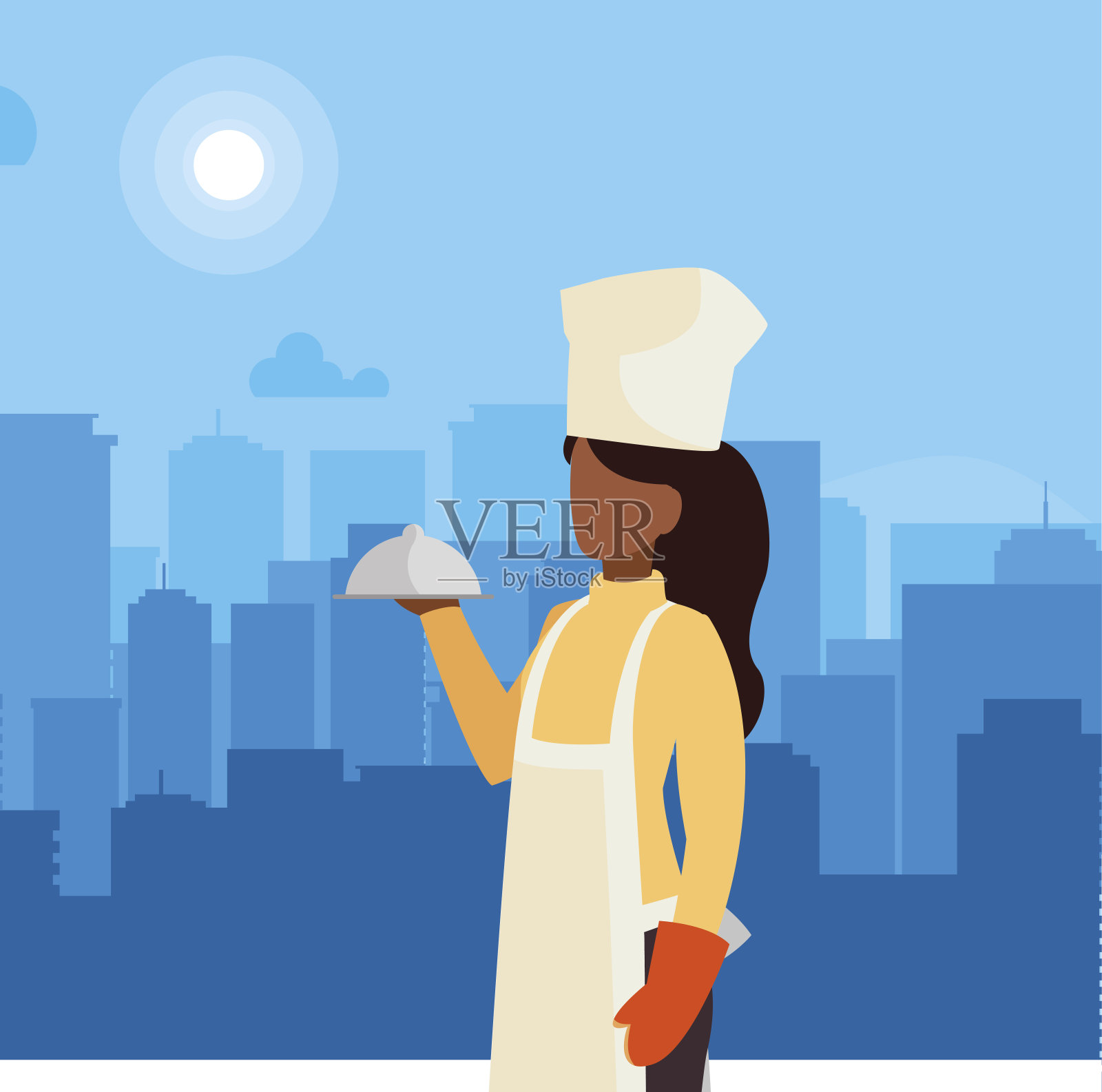 女厨师角色插画图片素材