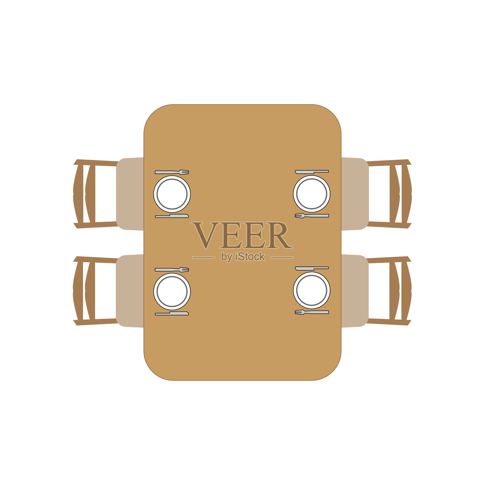 家庭会议点在一起的圆桌插画图片素材