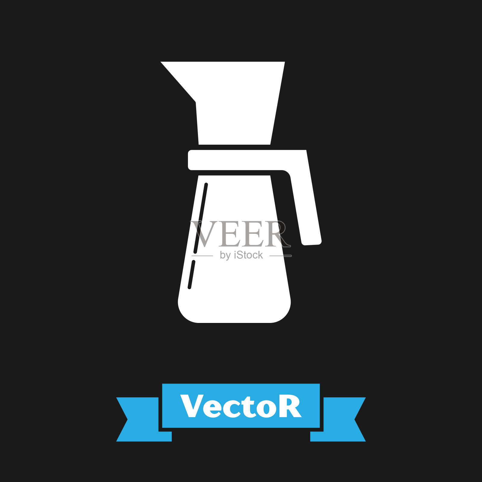 白色测量杯测量干和液体食品图标孤立在黑色背景。带柄的塑料刻度烧杯。矢量图插画图片素材