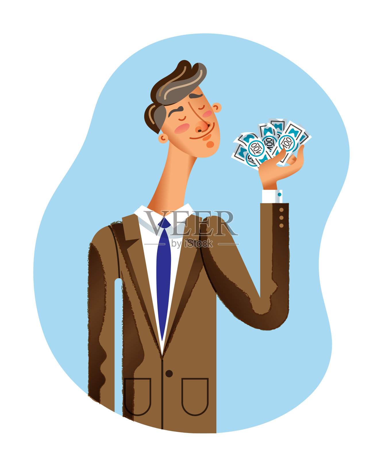 富商平面矢量插图插画图片素材