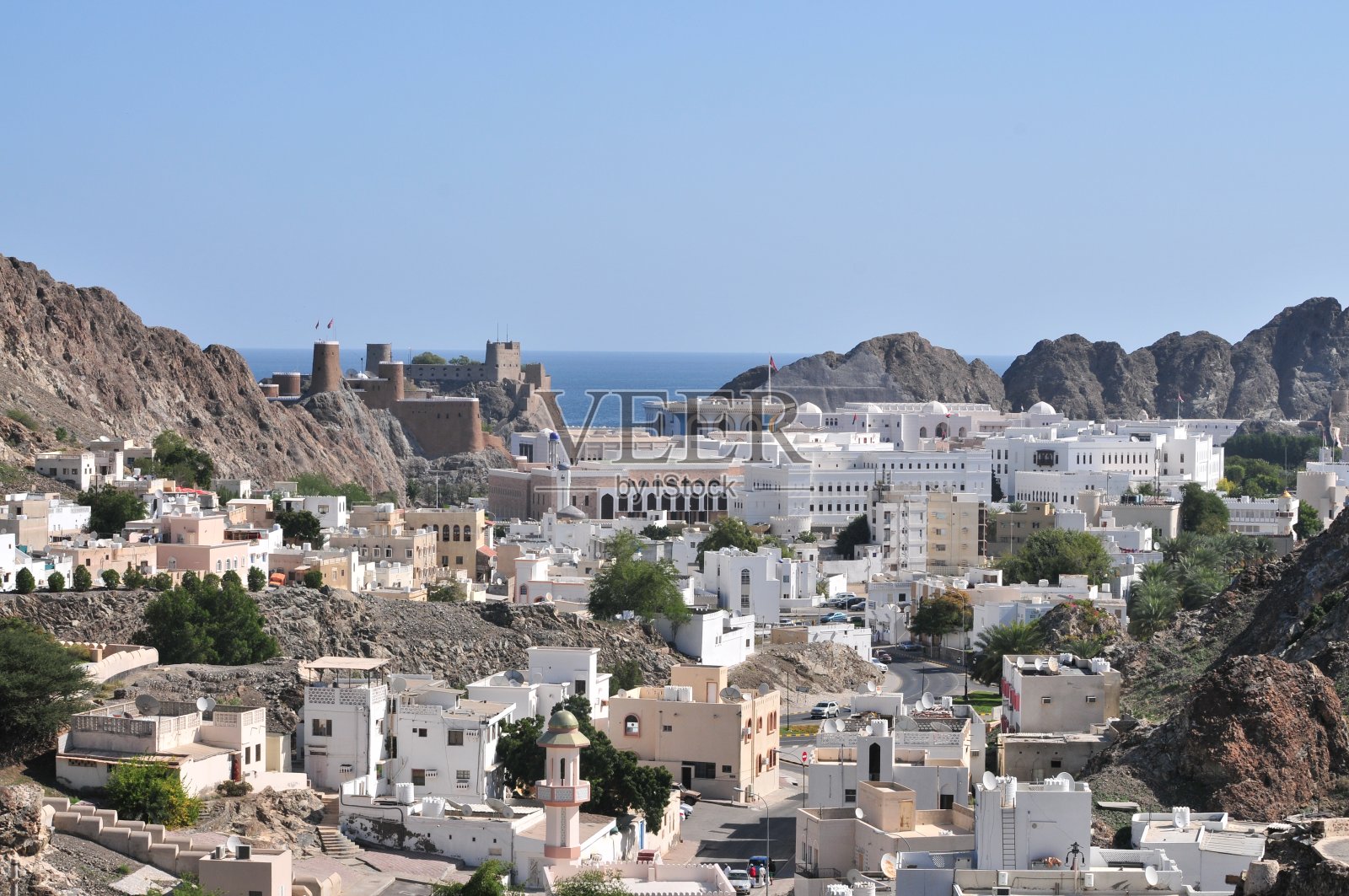 马斯喀特穆特拉海滨清真寺照片摄影图片