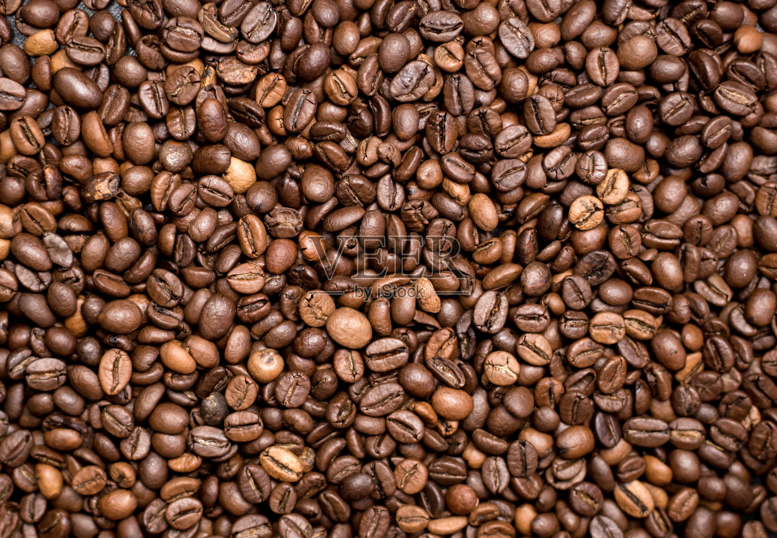 咖啡的背景。烤咖啡豆，俯视图照片摄影图片