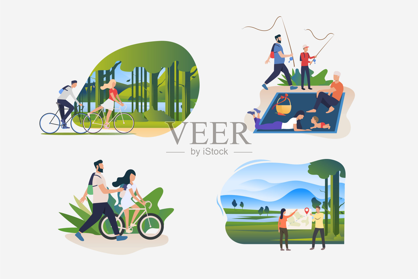 活跃的周末插图集插画图片素材