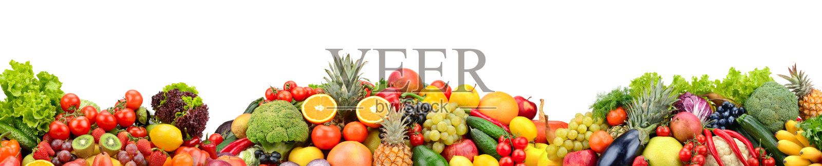 成分新鲜水果和蔬菜孤立白色照片摄影图片